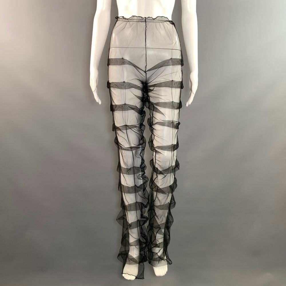 KIM SHUI Size XS Black Polyester Blend Sheer Dress Pants